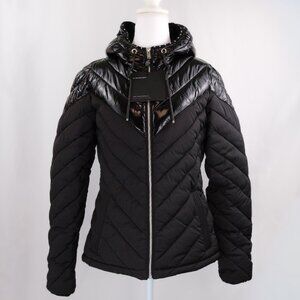 Moose Knuckles Monteau Exhibition Chevron Quilted Puffer Jacket, Black, Small